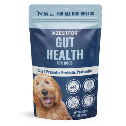 Azestfor Gut Health Supplement for Dogs – 3 in 1 Probiotic, Prebiotic & Postbiotic Blend – Supports Digestion, Immunity & Skin – Easy-to-Use Powder – for All Breeds & Sizes – 60g (30 Servings) AzestforBuy Supplements Australia