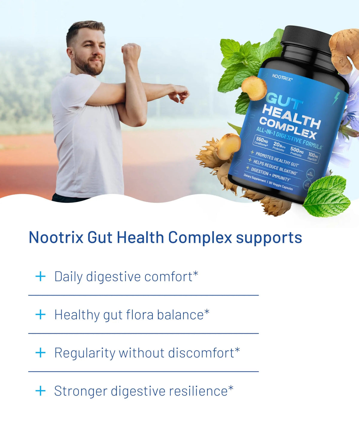 Nootrix Health Complex Supplement | Probiotics for Gut Health, Colon Cleanse & Bloating Relief | Promotes Healthy Digestion | Digestive Enzymes, Postbiotics & Prebiotics | 90 Capsules NootrixBuy Supplements Australia