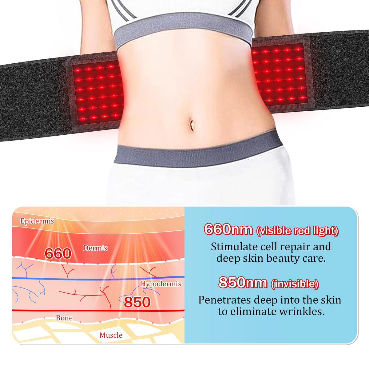 Red Light Therapy Belt Near-Infrared-Light Therapy Wrap for Body Wearable Large Pad for Waist Back Shoulder with Timer Controller AptoyuBuy Supplements Australia