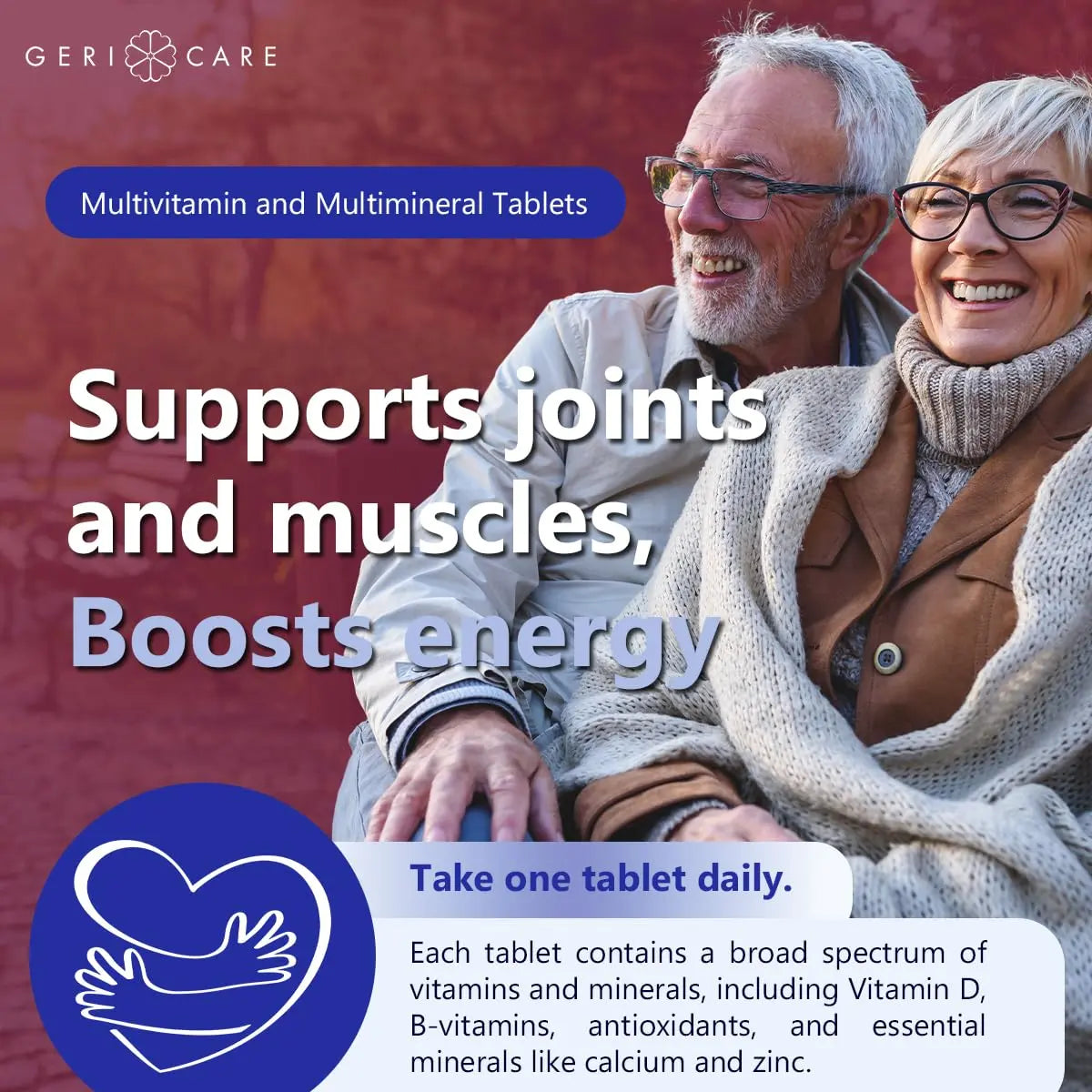 GeriCare Senior Tab 50+ Multivitamin and Minerals Tablets - Immune Support - Age-Defying Nutrition, 100 Count (Pack of 2) GeriCare