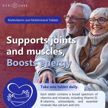 GeriCare Senior Tab 50+ Multivitamin and Minerals Tablets - Immune Support - Age-Defying Nutrition, 100 Count (Pack of 2) GeriCare
