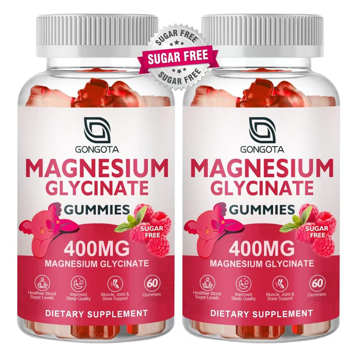 Magnesium Glycinate Gummies 400 mg with 100 mg Composite magnesium - Chelated Magnesium Potassium Supplement with Vitamin D, B6 Supports Calm, Sleep, Memory & Muscle Cramps,Sugar Free - 120 Gummies GONGOTABuy Supplements Australia