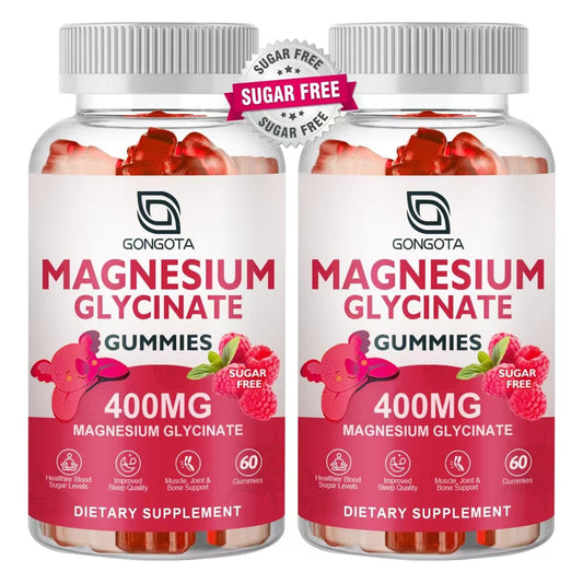 Magnesium Glycinate Gummies 400 mg with 100 mg Composite magnesium - Chelated Magnesium Potassium Supplement with Vitamin D, B6 Supports Calm, Sleep, Memory & Muscle Cramps,Sugar Free - 120 Gummies GONGOTABuy Supplements Australia