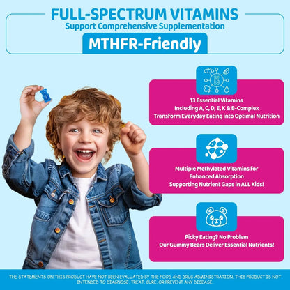 Kids Methylated Multivitamin - MTHFR Multivitamin for Kids & Teens 4+, L Methylfolate & B12, 13 Vitamins, Vegan Omega-3 NATISLANDBuy Supplements Australia