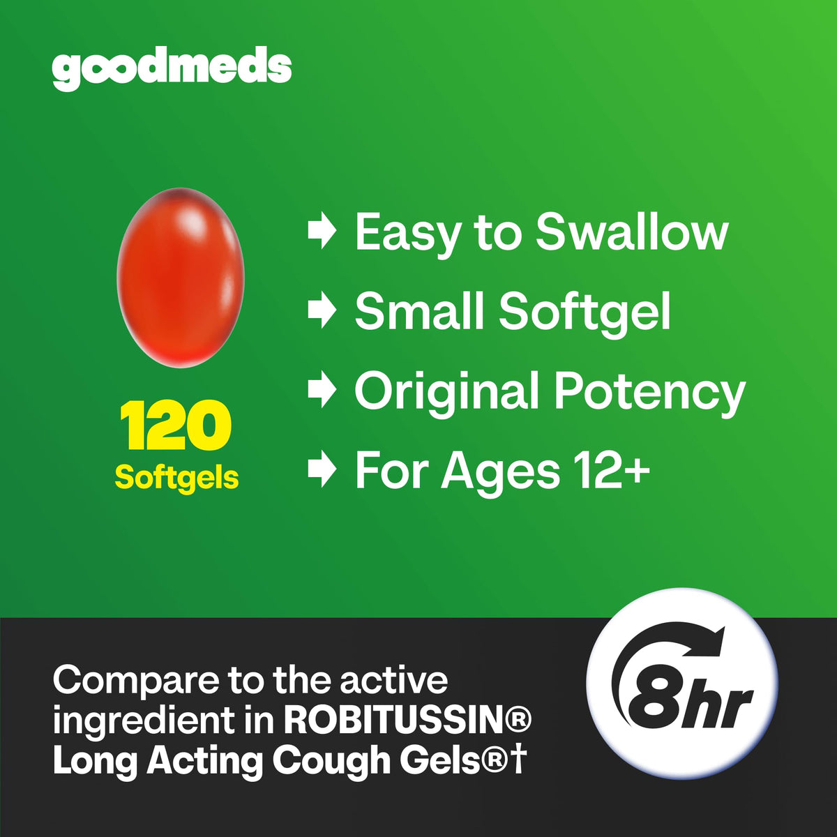 GoodMeds Cough Relief for Adults Softgels Dextromethorphan HBr (DXM) 15mg 8Hour, Non-Drowsy, Long-Lasting Bronchial Suppressant for Dry Cough and Chest Congestion (120 Count) GoodMeds buy supplements Au