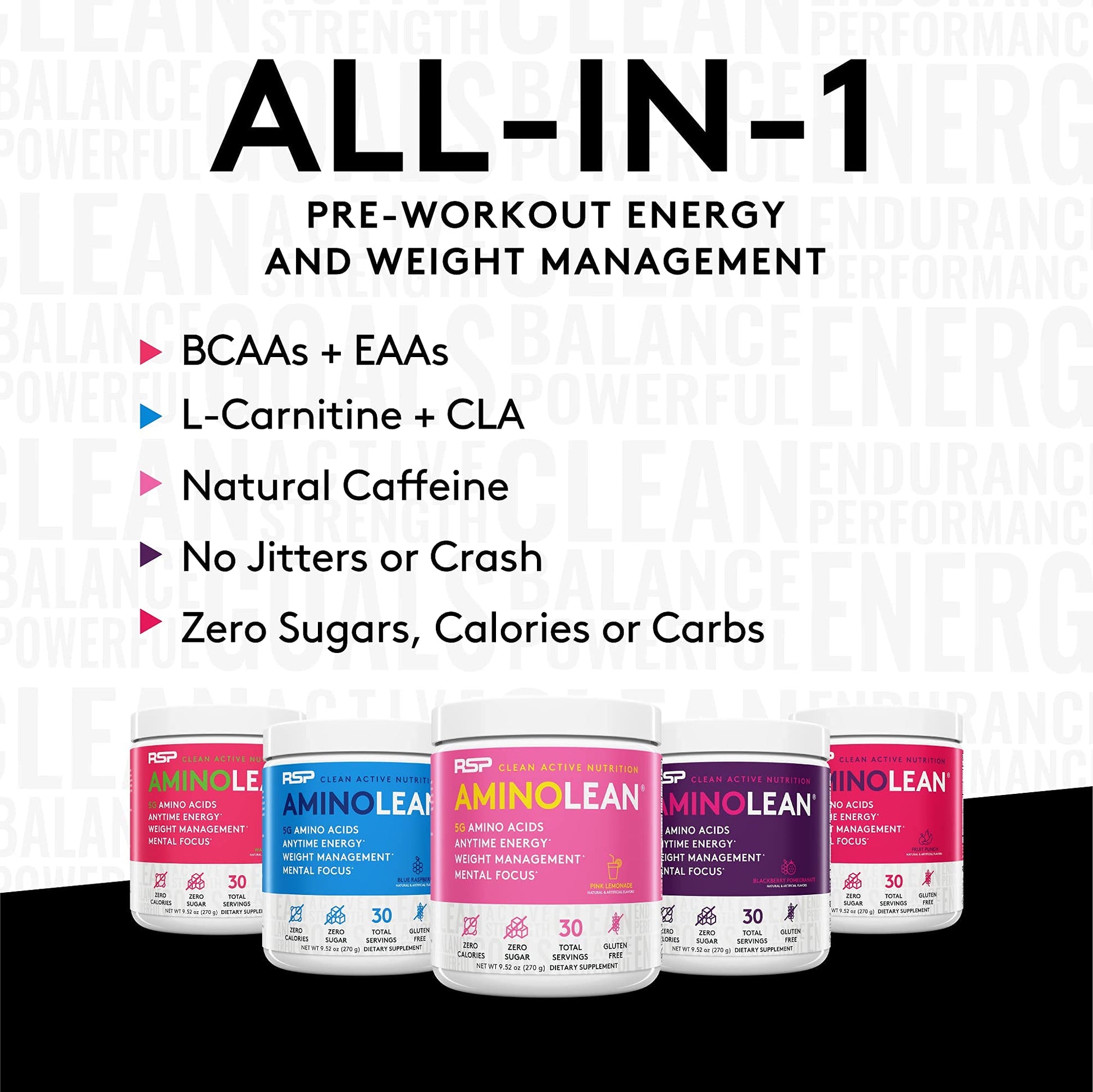 RSP NUTRITION AminoLean Pre Workout Energy (Fruit Punch 30 Servings) with AminoLean Recovery Post Workout Boost (Tropical Island Punch 30 Servings)