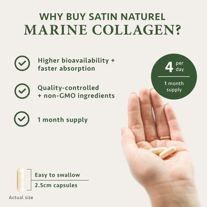 Marine Collagen Capsules with Hyaluronic Acid + Vitamin C 2400mg - High Strength Collagen SatinNaturelBuy Supplements Australia
