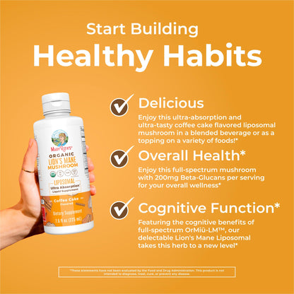 MaryRuth Organics Lions Mane Supplement | Ultra Absorption Liposomal | Full Spectrum Lion's Mane Mushroom | 200mg Beta-Glucans Per Serving | USDA Organic | Vegan | 7.6 oz | 15 Servings MARYRUTH'SBuy Supplements Australia