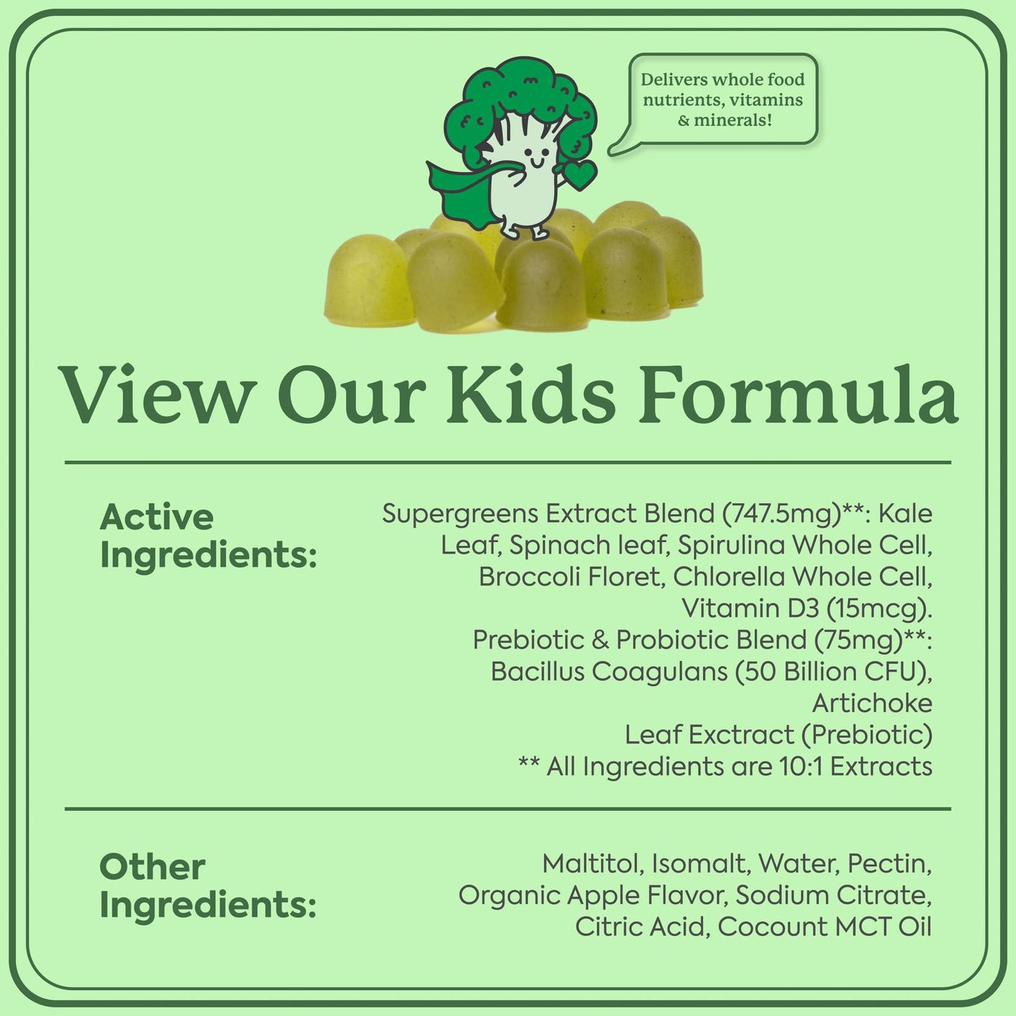 WonderGreens Kids Super Veggie Gummies – Sugar-Free, Allergen-Free Multivitamin for Picky Eaters with Probiotics