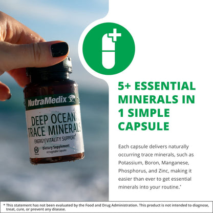 NutraMedix Deep Ocean Trace Minerals 1,000mg - Mineral & Energy Supplements - Magnesium, Zinc, Potassium, Boron, Phosphorus & Manganese