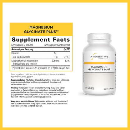 Integrative Therapeutics Magnesium Glycinate Plus - Brain Function Support Supplement for Adults* - Supports Heart and Muscular Function* - Dairy-Free & Gluten-Free - 120 Count (60 Servings) Integrative TherapeuticsBuy Supplements Australia