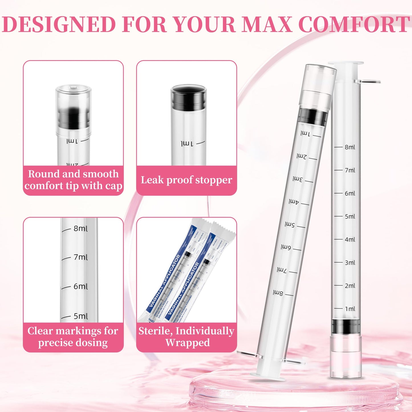 Disposable Vaginal Suppository Applicator for Women – 8ml Lube Injector Syringes with Smooth Tip, Fits Most Creams Gels Pills Tablet Suppositories, Sterilized Individually Wrapped, Pack of 20 BeHerkBuy Supplements Australia