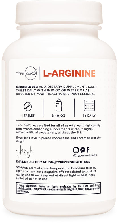 Type Zero L-Arginine 90 Tablets 1,000 mg per Serving - Non-GMO Type ZeroBuy Supplements Australia