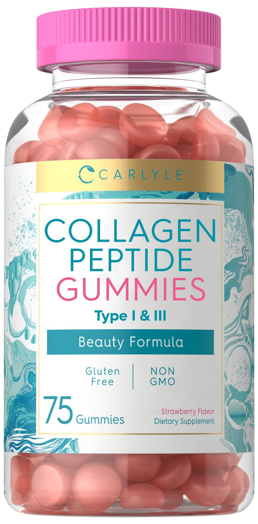 Carlyle Collagen Gummies | Strawberry Flavor Beauty Supplement | Collagen Peptides for Women & Men | Type 1 & 3 | Non-GMO, Gluten Free Carlyle buy supplements Au