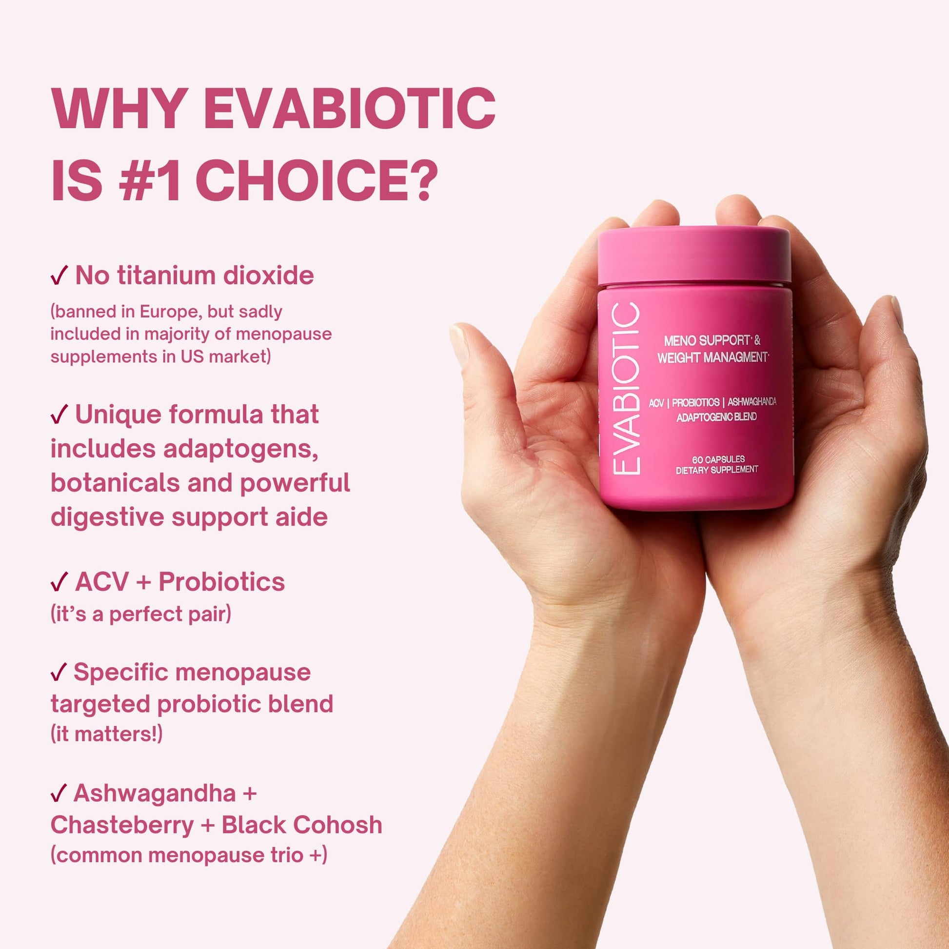Complete Menopause Vitamins - Ashwaghanda, Probiotics, ACV for Weight Management, Hot Flashes, Night Sweats, Bloat, Hormone Balance - Vegan 60 Caps Menopause Supplements for Women Non-GMO EVABIOTICBuy Supplements Australia