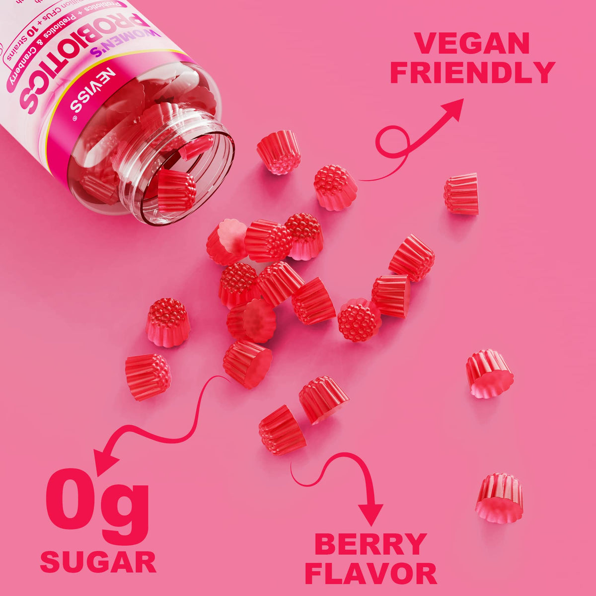 Probiotics for Women Gummies, Sugar Free Vaginal Probiotics 50 Billion CFU 10 Strains w/ Cranberry NEVISSBuy Supplements Australia