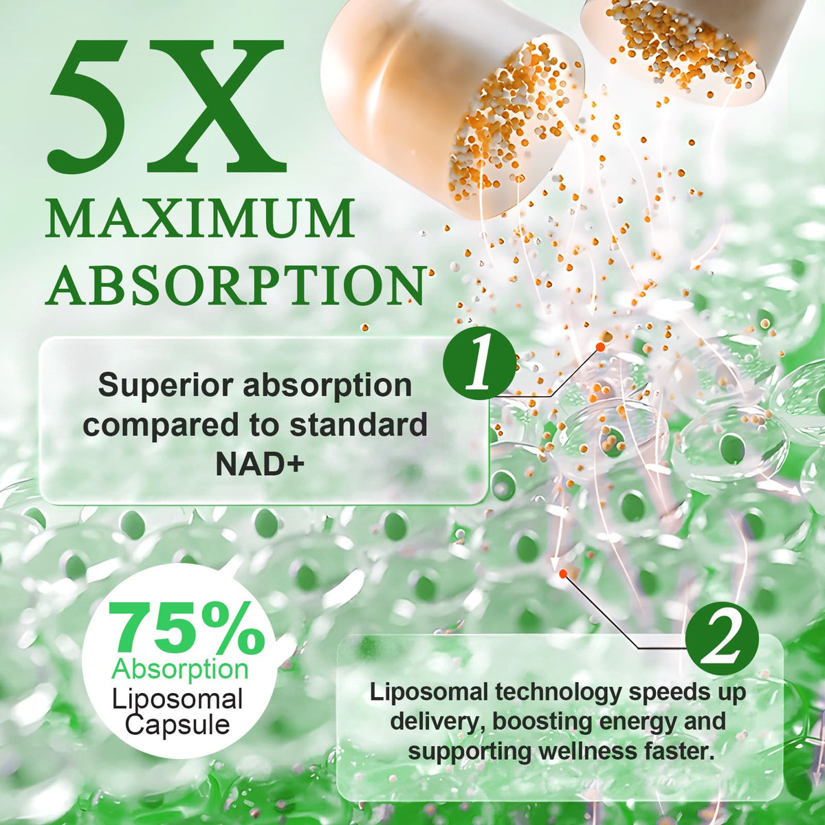 NAD Supplement, Nicotinamide Riboside, NAD 910MG Liposomal Supplements for Women & Men, NAD+ Supplement for Anti Aging and Cell Regeneration -120 Capsules NIFEISHIBuy Supplements Australia