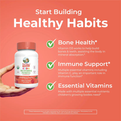 Kids Vitamins by MaryRuth's | USDA Organic | Multivitamin Gummies + Postbiotics for Ages 4+ | Multivitamin for Kids with Lactobacillus Rhamnosus | Children’s Vitamins | Vegan | Non-GMO | 60 Count MARYRUTH'SBuy Supplements Australia