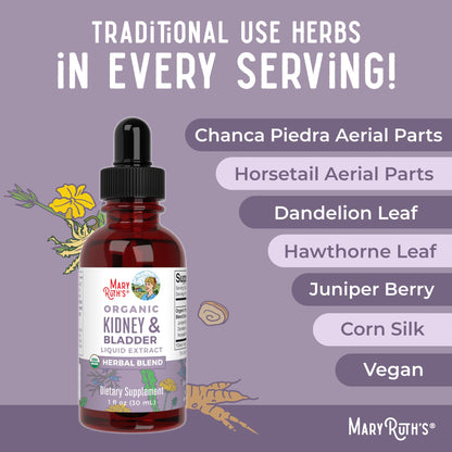 MaryRuth Organics Herbal Supplement Drops | Support Renal & Urinary Systems | Juniper Berry | Cleavers | Dandelion | Hawthorn | Horsetail & Chanca Piedra | Vegan | Non-GMO | 1 Fl Oz MARYRUTH'SBuy Supplements Australia