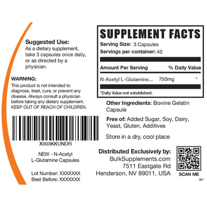 BULKSUPPLEMENTS.COM N-Acetyl L-Glutamine Capsules - Glutamine Supplement BULKSUPPLEMENTS.COMBuy Supplements Australia