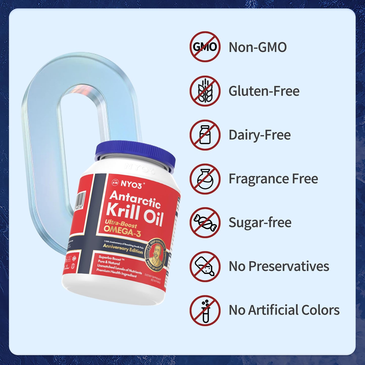 NYO3 Antarctic Krill Oil 1000mg Omega 3 Supplement, EPA & DHA, 90 Softgels Astaxanthin NYO3Buy Supplements Australia