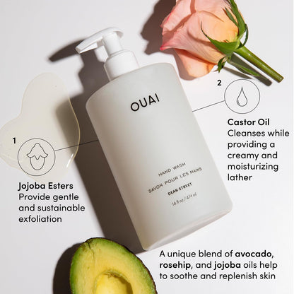 OUAI Hand Wash and Hand Lotion Set, Dean Street Scent - Moisturizes and Exfoliates with Daily Use - Made with Jojoba Esters, Avocado & Rosehip Oils (16 Fl Oz Each) OUAIBuy Supplements Australia