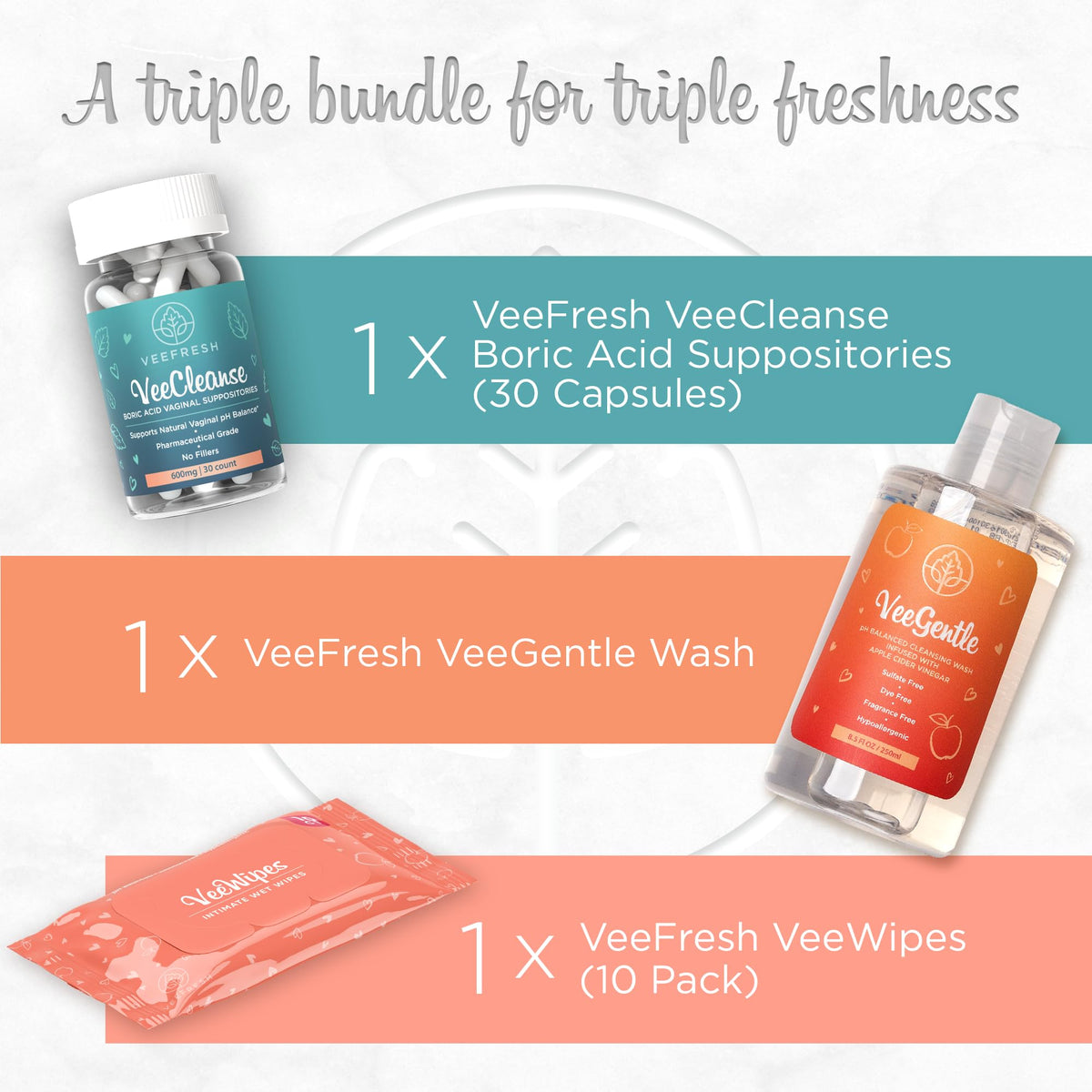 VeeFresh VeePower Bundle - A Convenient Feminine Care Bundle for Any-Time Freshness & Odor Control VeeFreshBuy Supplements Australia