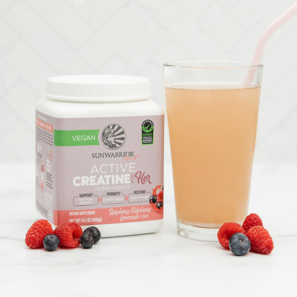 Sunwarrior Creatine for Women Monohydrate Powder Micronized Pre Workout Recovery Supplement Support Muscle Building Strength Training Cognition | Vegan and Easily Mixes 50 Servings, Raspberry Lemonade SunwarriorBuy Supplements Australia