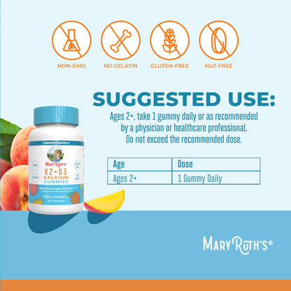 MaryRuth Organics Calcium with Vitamin D & Vitamin K2, 2 Month Supply, Calcium Supplement Supports Bone Health & Joint Support, with Vitamins D3 K2 Gummies, Vegan, Non-GMO, Gluten Free, 60 Count MARYRUTH'SBuy Supplements Australia