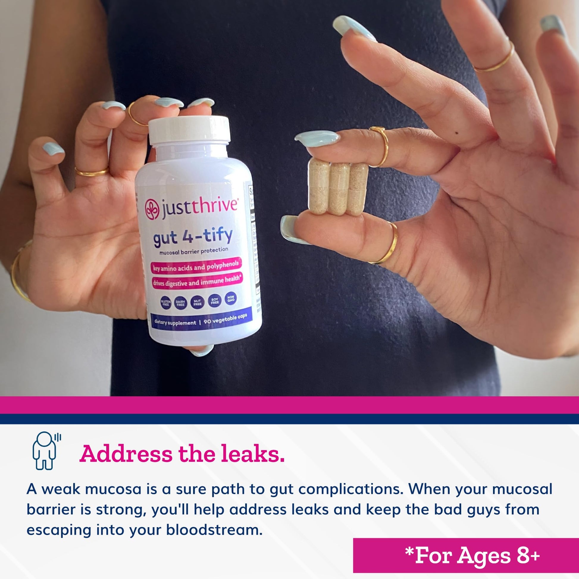 Just Thrive Gut 4-tify - Gut Health Supplements for Women and Men - Anti Bloat, 90 Vegetable Capsules Just ThriveBuy Supplements Australia