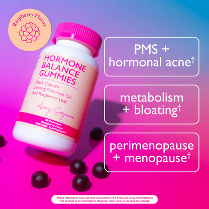Amy Suzanne Hormone Balance Gummies for Women - Hormone Harmony for Mood, Energy, Bloating - Hormonal PMS, Perimenopause & Menopause Support - Red Raspberry Leaf & Black Cohosh - 60 Gummy Supplements Amy SuzanneBuy Supplements Australia