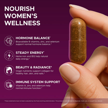 Primal Beef Organ Supplement for Women, Grass-Fed Ancestral Superfood Supplement with Uterus & Liver for Hormone Balance & Queen Energy - 60 Day Supply WellanovaBuy Supplements Australia