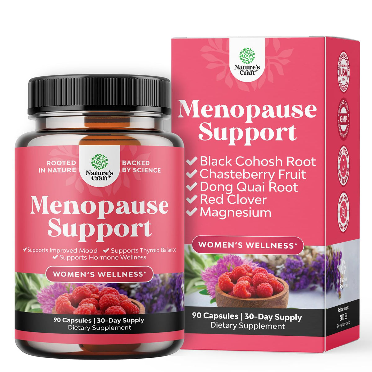 Complete Herbal Menopause Supplement for Women - Multibenefit Menopause Ease Hormone Balance for Women for Night Sweats Mood and More with Dong Quai Vitex Chaste Berry and Black Cohosh - 90 Count Natures CraftBuy Supplements Australia