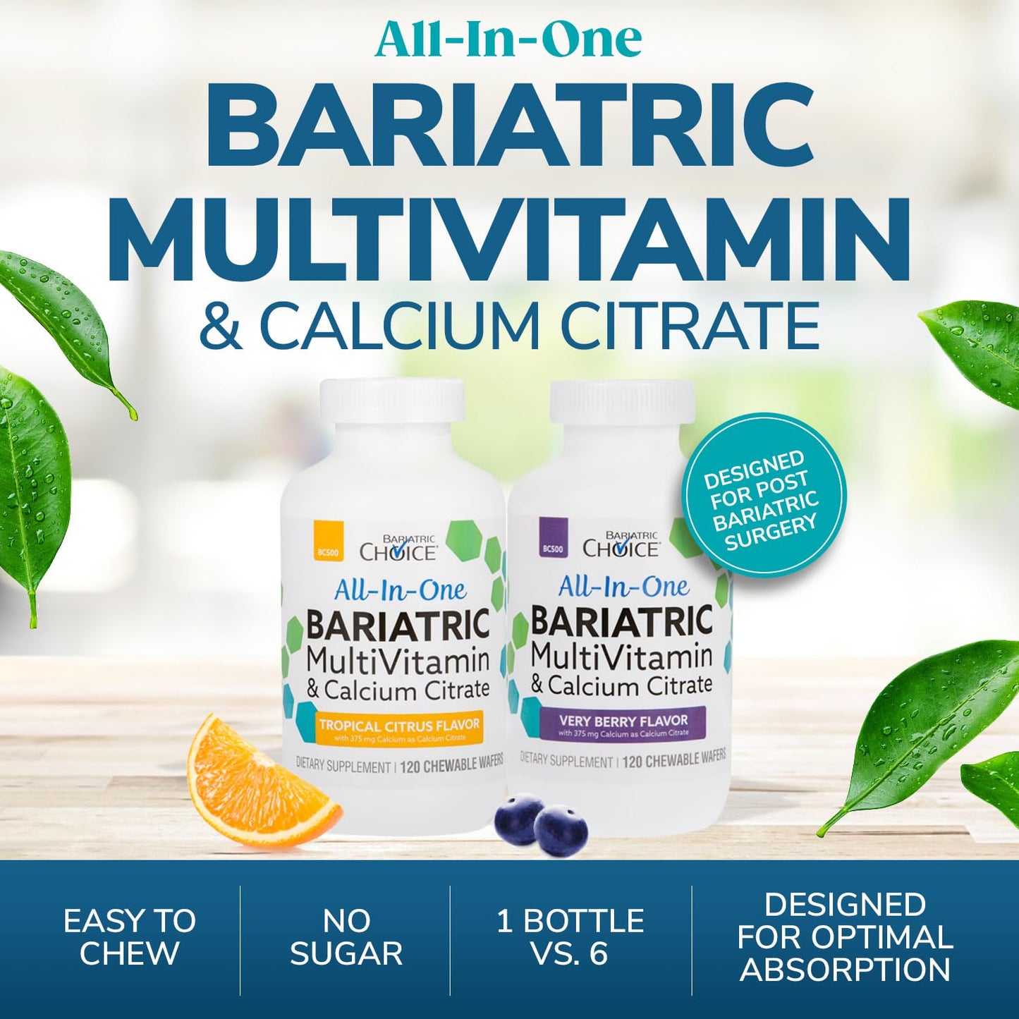 Bariatric Choice All-in-One Chewable Bariatric MultiVitamin with Iron & Calcium Citrate, Very Berry (120ct) Bariatric ChoiceBuy Supplements Australia