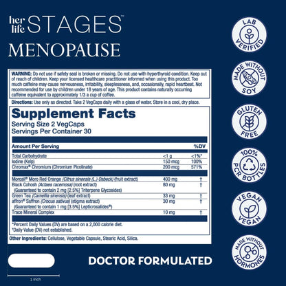 SOLARAY Menopause her Life Stages - Menopause Supplements for Women - Supports Mood, Sleep, Hot Flashes, Night Sweats - Vegan, Gluten Free - 60-Day Guarantee - 30 Servings, 60 VegCaps SOLARAYBuy Supplements Australia