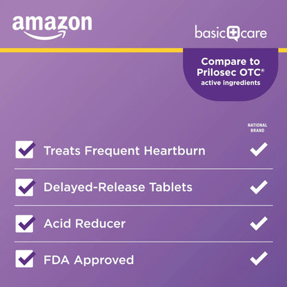 Amazon Basic Care Omeprazole Delayed Release Tablets 20 mg, Acid Reducer, treats frequent heartburn,, Cream, Regular, 42 Count (Pack of 1), 42 Count, Amazon Basic Care buy supplements Au