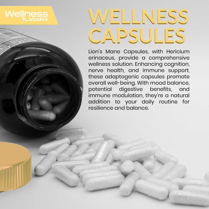 Lions Mane Supplement Capsules - 120 Count - Mushroom Supplement, Brain Supplements WELLNESS LABSRXBuy Supplements Australia