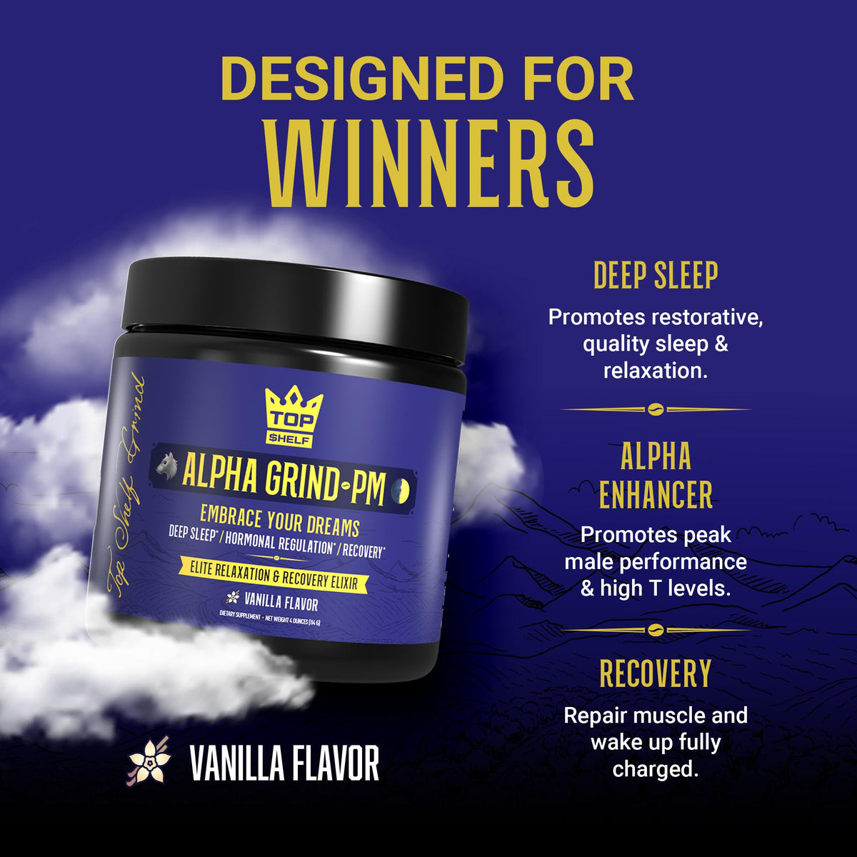 Advanced Sleep Supplement for Men, Nootropic Night Time Burner & Anabolic Recovery Join Top Shelf GrindBuy Supplements Australia