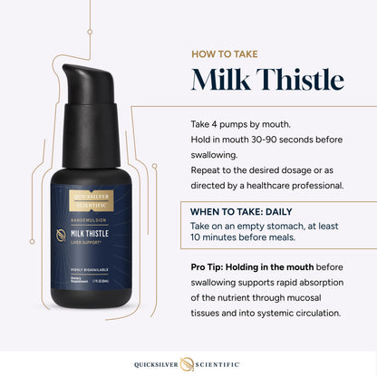 Quicksilver Scientific Nanoemulsified Milk Thistle - Silymarin Liquid with Liposome Delivery System - Immune, Detox + Liver Cleanse Support (1.7oz / 50ml) Quicksilver ScientificBuy Supplements Australia