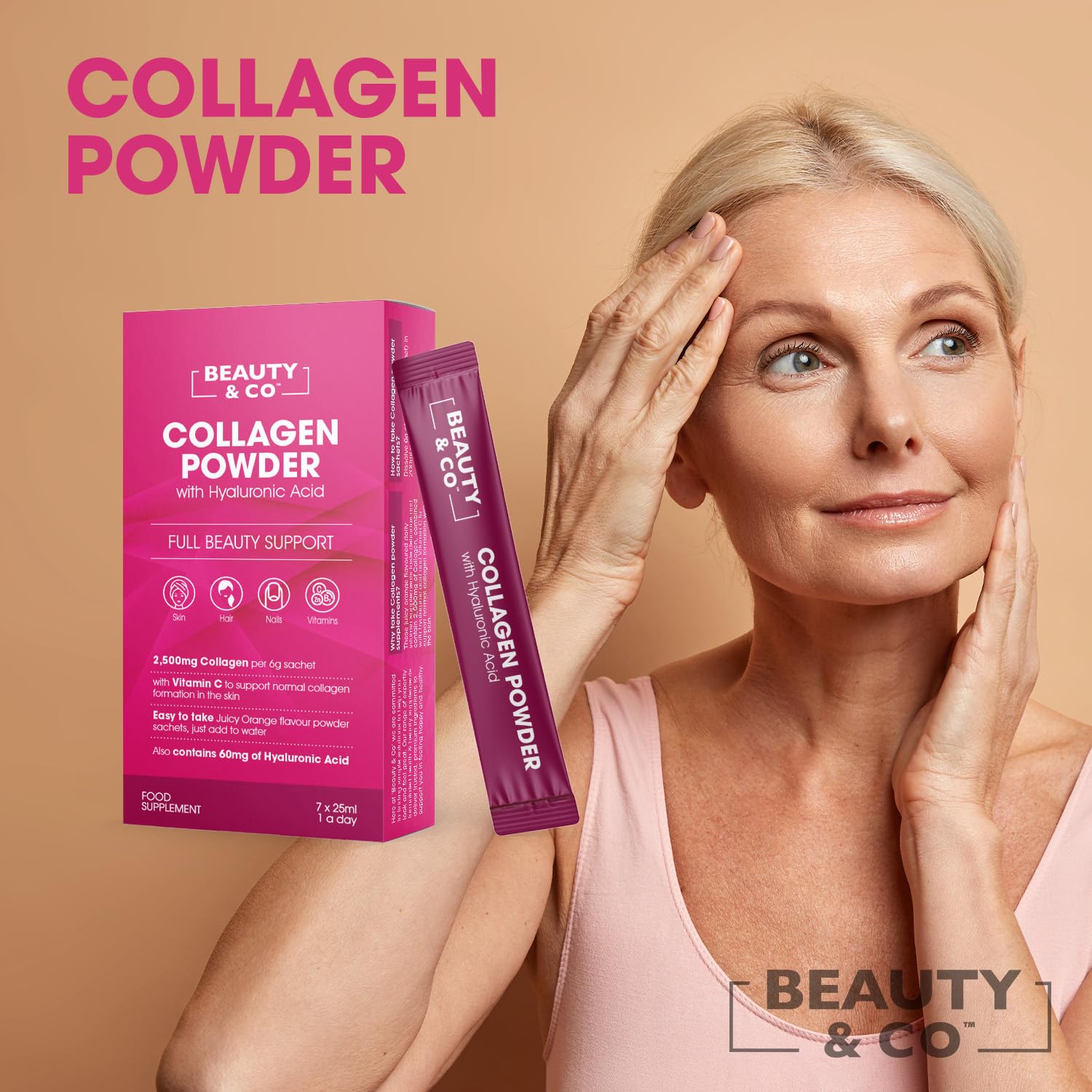Collagen 2500mg Powder Supplement Boosted with Vitamin C and Hyaluronic Acid (Bovine) Beauty & CoBuy Supplements Australia