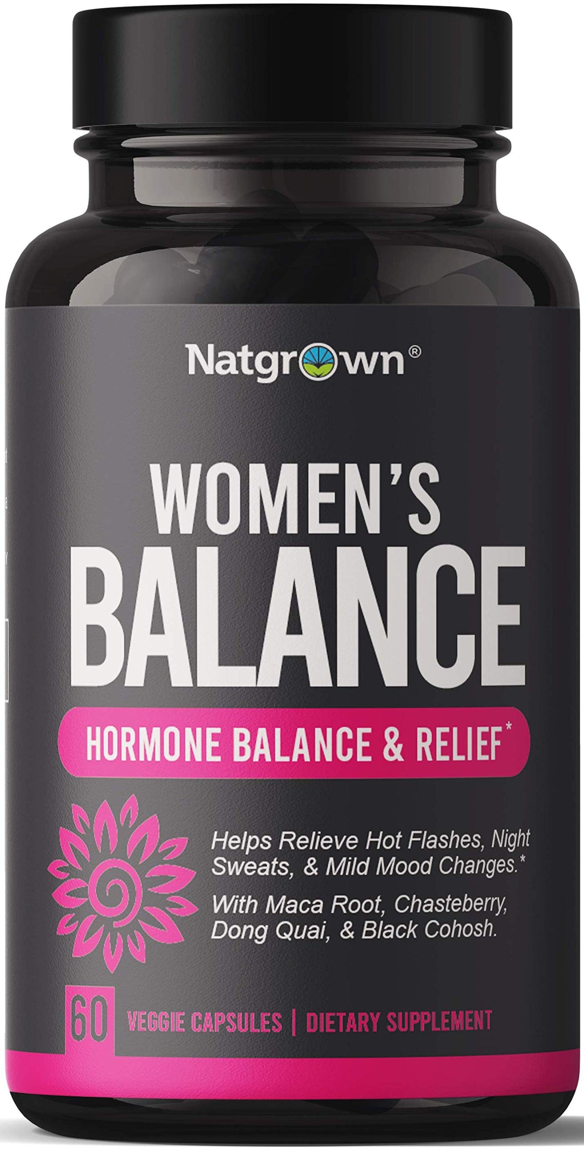 Natgrown Hormone Balance for Women PMS & Menopause Supplement for Fertility Hormonal & Menstrual Support, Helps Relief Hot Flashes - Maca Root, Vitex, Dong Quai & Black Cohosh Complex -Vegan Capsules NatgrownBuy Supplements Australia