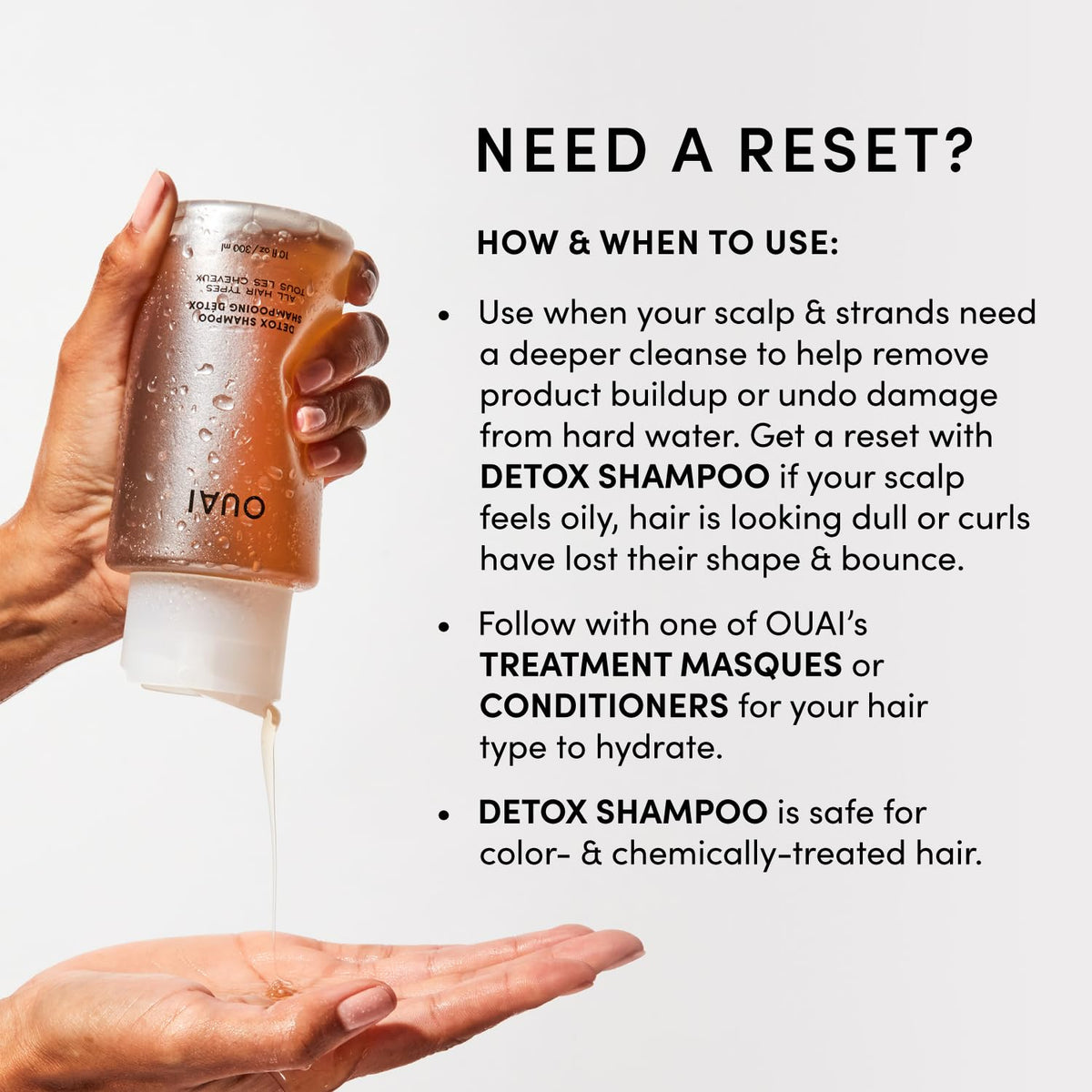 OUAI Detox Shampoo Refill - Clarifying Shampoo for Build Up, Dirt, Oil, Product and Hard Water - Apple Cider Vinegar & Keratin for Clean, Refreshed Hair - Sulfate-Free Hair Care (32 oz) OUAIBuy Supplements Australia