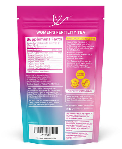 Pink Stork Organic Fertility Tea for Women | Fertility Supplements for Women with Chaste Tree Berry (Vitex) + Red Raspberry Leaf | Hormone Balance Herbal Tea for Conception Support | USDA Organic, Caffeine Free - Sweet Mint, 15 Sachets Pink StorkBuy Supplements Australia