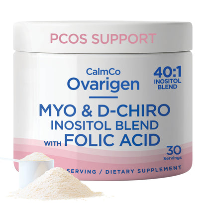 CalmCo Ovarigen Myo-Inositol & D-Chiro Inositol Supplement for Women – 40:1 Inositol Powder with Folic Acid, Fertility Supplements for PCOS, Hormone Balance and Ovarian Support (30 Servings) CalmCoBuy Supplements Australia