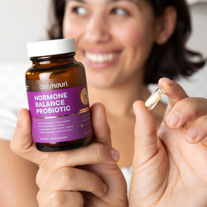 Daily Nouri Hormone Balance Probiotics for Women | Hormonal Balance Support | Vaginal pH + Gut Health | 7 Clinically Studied Strains + Omega | 30-Day Supply Daily NouriBuy Supplements Australia