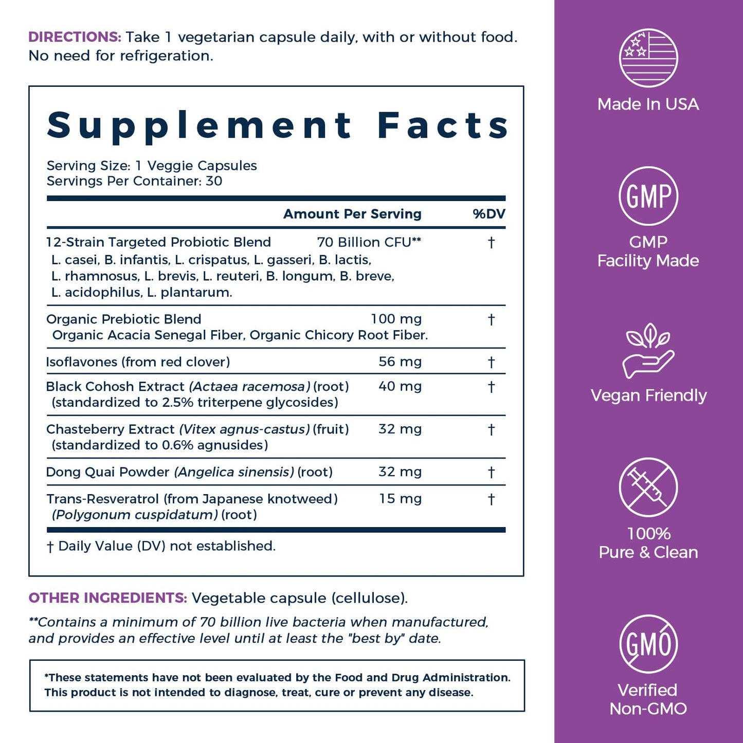 NewRhythm Menopause Probiotics for Women, 7-in-1 Relief, Prebiotics, Black Cohosh Trans-Resveratrol Chasteberry Red Clover Dong Quai, Hot Flashes Night Sweats, No Soy, No Estrogen, 30 Ct NewRhythmBuy Supplements Australia