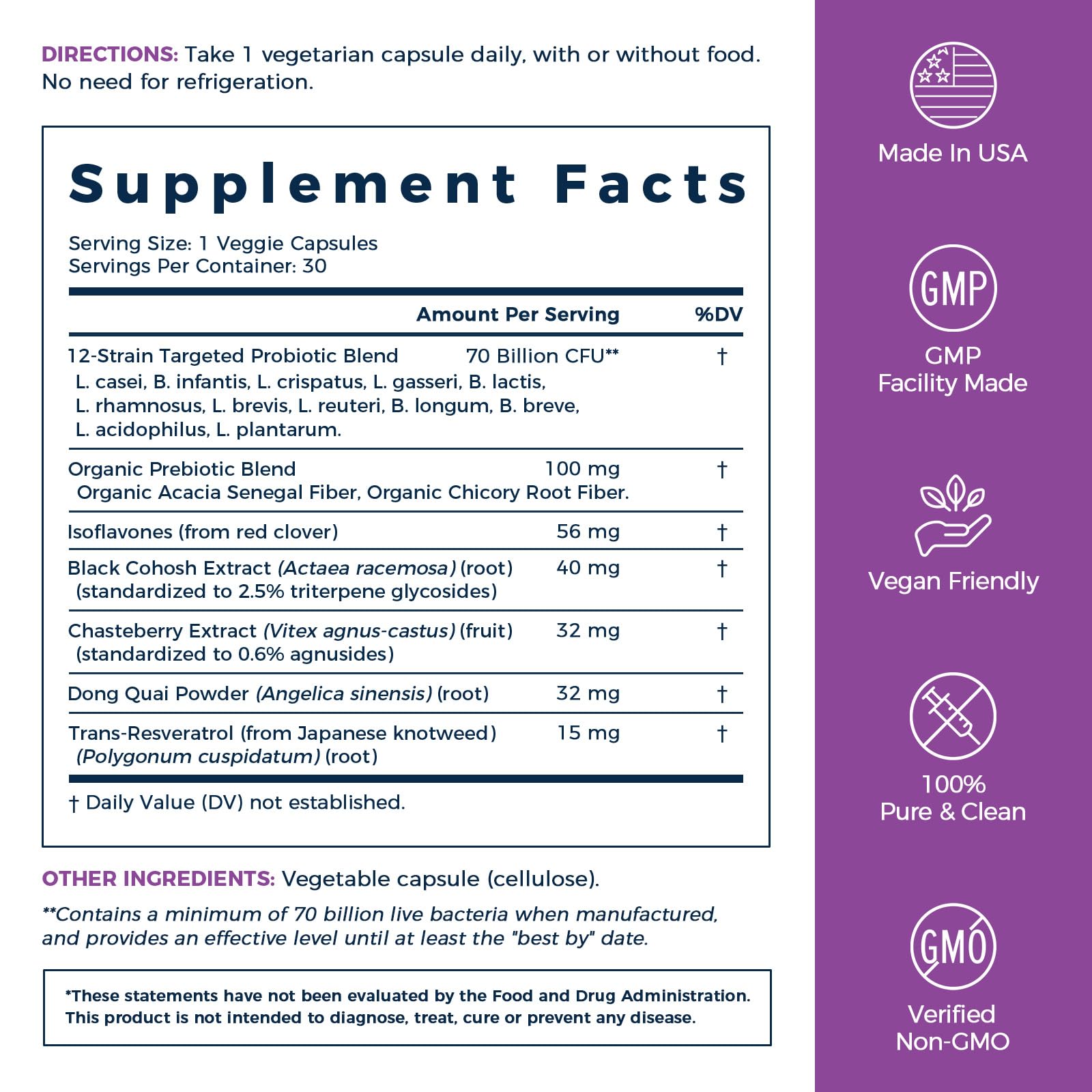 NewRhythm Menopause Probiotics for Women, 7-in-1 Relief, Prebiotics, Black Cohosh Trans-Resveratrol Chasteberry Red Clover Dong Quai, Hot Flashes Night Sweats, No Soy, No Estrogen, 30 Ct NewRhythmBuy Supplements Australia