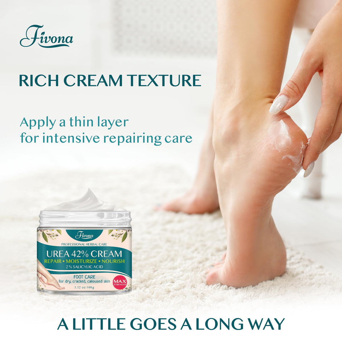 FIVONA 42% Urea Foot Cream for Thick, Rough Dry Skin - Maximum Strength Callus Softening with 2% Salicylic Acid, Tea Tree & Aloe Vera, 100g (3.5 oz) - Deep Moisturizing Foot Care FIVONA buy supplements Au