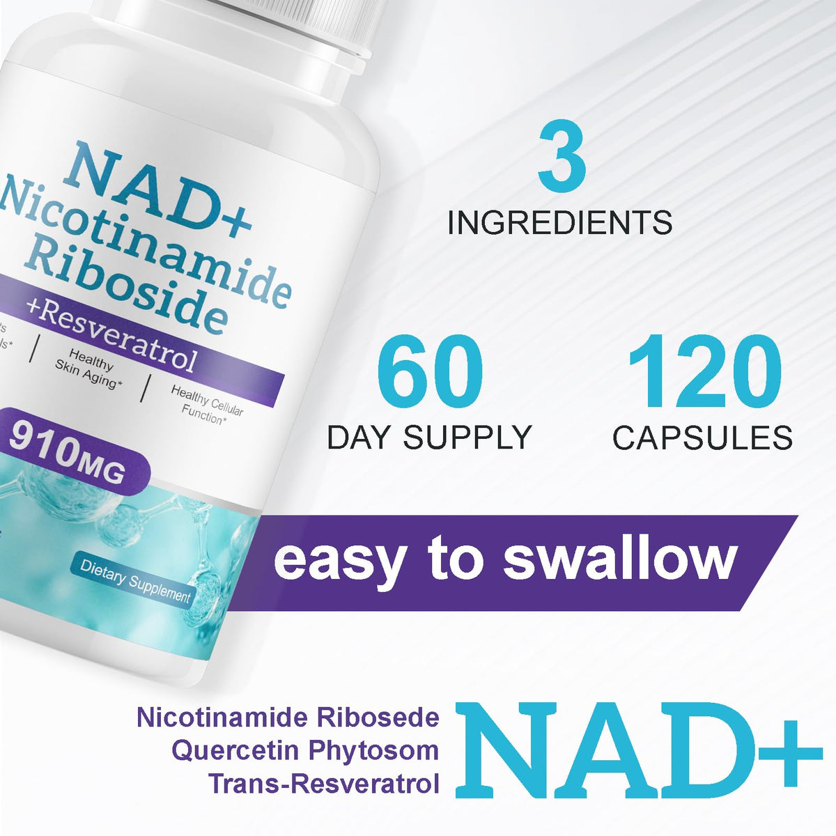NAD+ Supplement Alternative - Liposomal Nicotinamide Riboside - Resveratrol & Quercetin - High Purity NAD Supplements for Anti-Aging, Focus, Energy 120 Capsules RuduwuBuy Supplements Australia