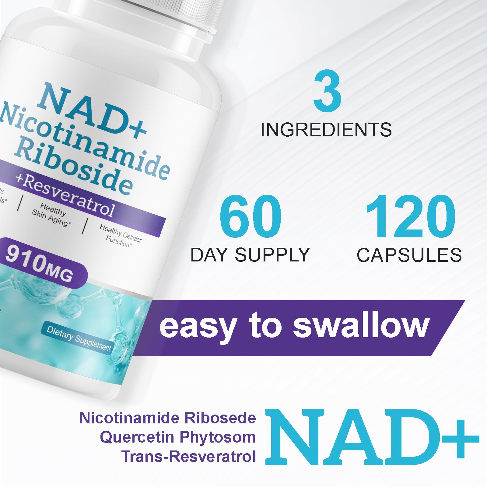 NAD+ Supplement Alternative - Liposomal Nicotinamide Riboside - Resveratrol & Quercetin - High Purity NAD Supplements for Anti-Aging, Focus, Energy 120 Capsules RuduwuBuy Supplements Australia